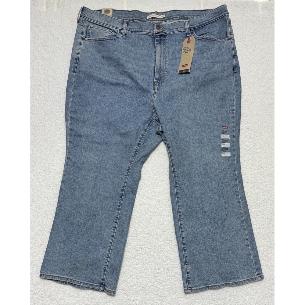 NEW Levi's High Waisted Crop Flare Blue Jeans Womens Plus Size 24W Stretch